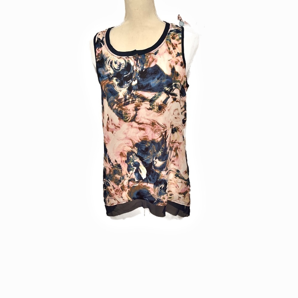 Simply Vera Vera Wang Pink and Blue Fitted Sleeveless Tank Top